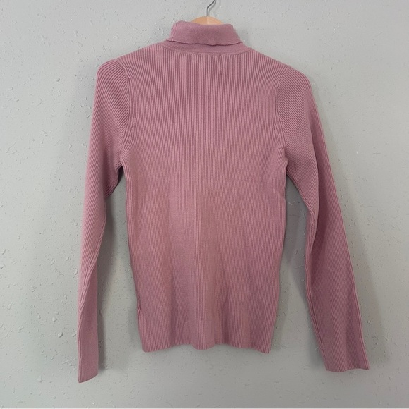 NWT Express Pink Ribbed Turtleneck Sweater Soft Comfy Stretch Pastel Large - Picture 5 of 5